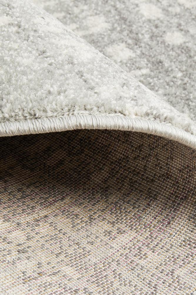 Mirage Ashley Abstract Modern Silver Grey Round Rug Rug Culture