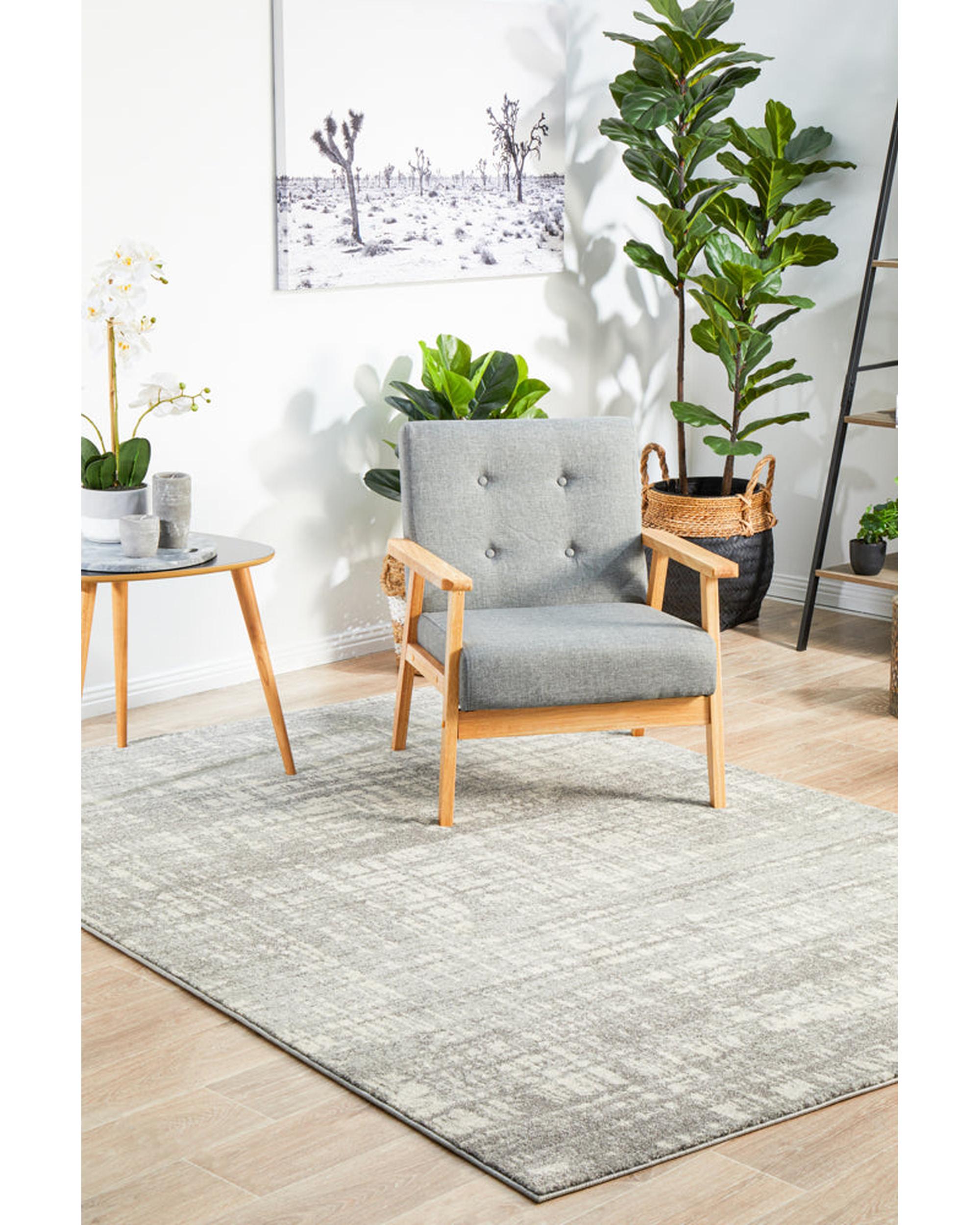 Mirage Ashley Abstract Modern Silver Grey Rug Rug Culture