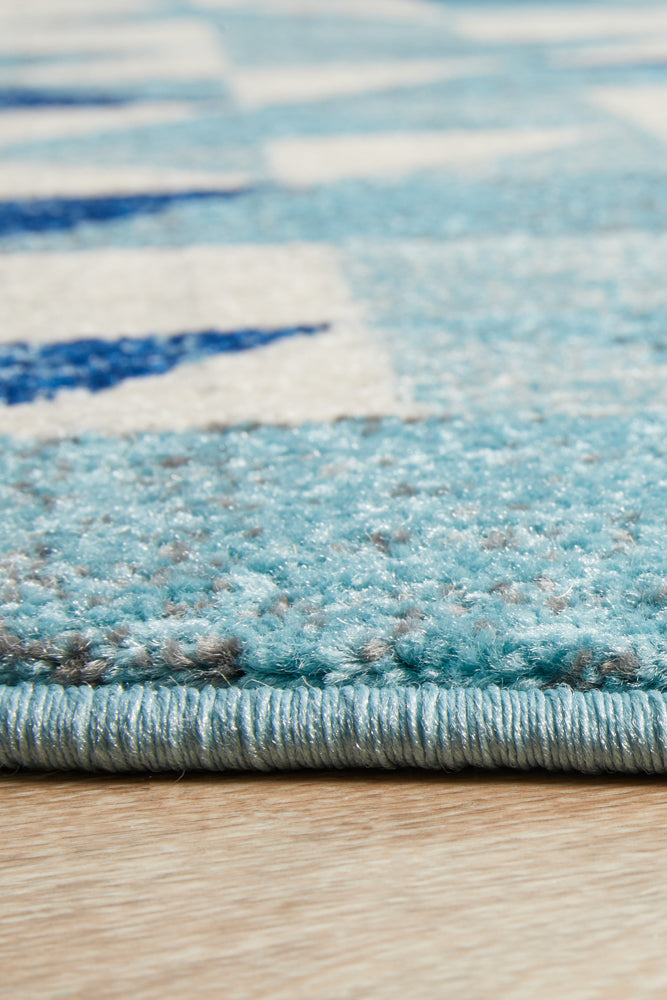 Mirage Illusion Modern Geo Blue Ivory Round Rug Rug Culture