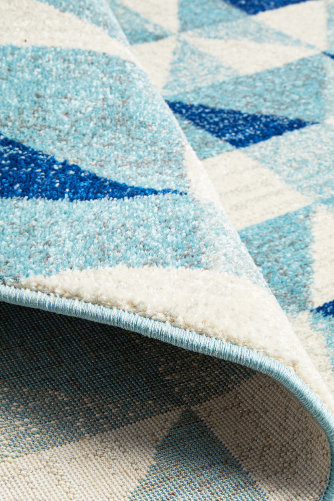 Mirage Illusion Modern Geo Blue Ivory Round Rug Rug Culture