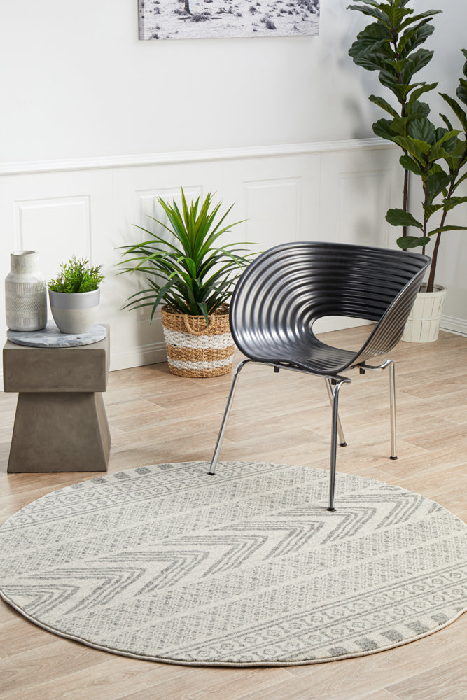 Mirage Adani  Modern Tribal Design Grey Round Rug Rug Culture