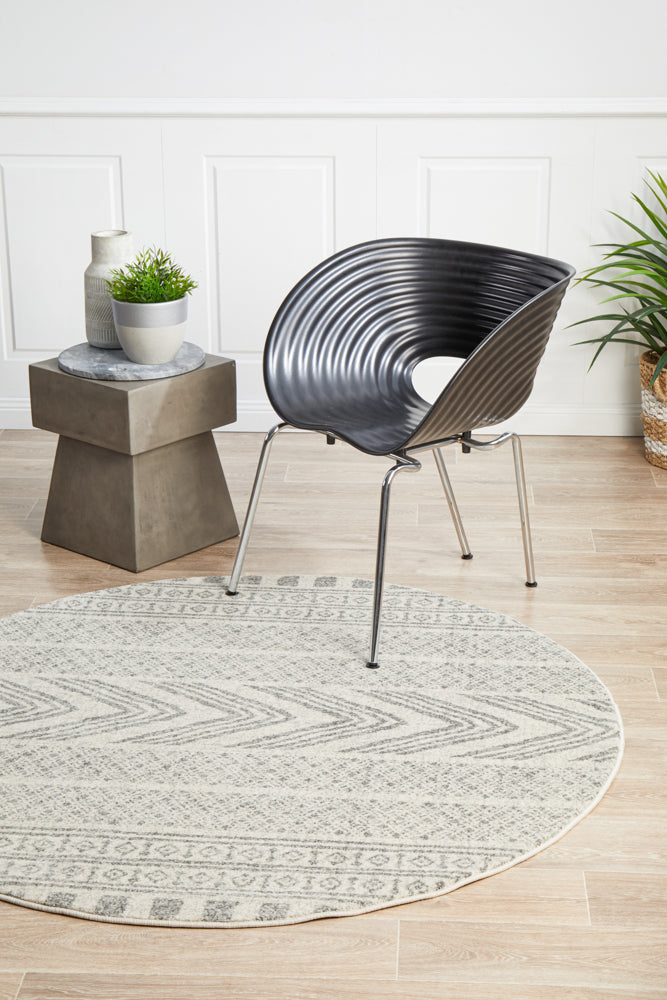 Mirage Adani  Modern Tribal Design Grey Round Rug Rug Culture