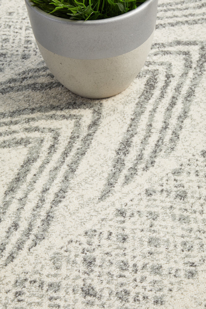 Mirage Adani  Modern Tribal Design Grey Round Rug Rug Culture