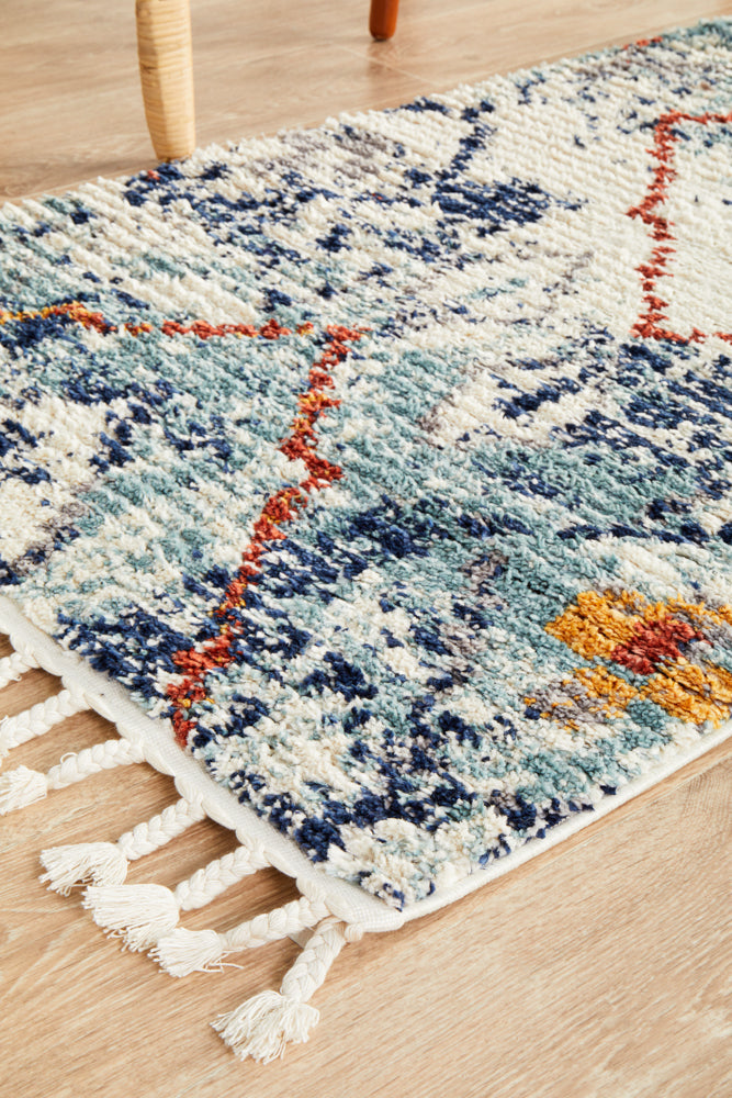 Marrakesh 444 Blue Runner Rug Rug Culture