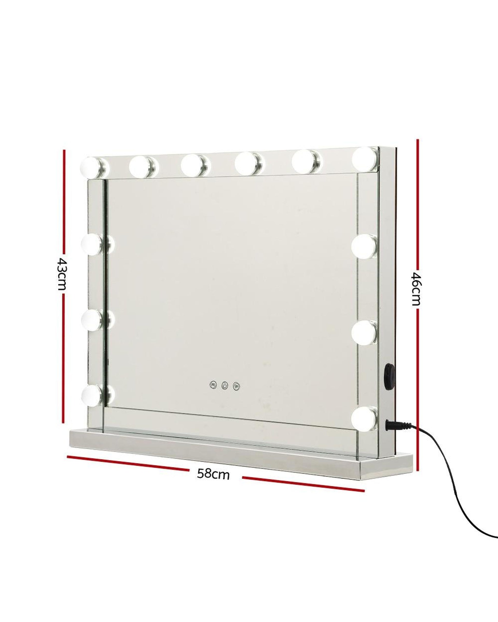 Hollywood Makeup Mirror With Light 12 LED Bulbs Vanity Lighted Silver 58cm x 46cm Embellir