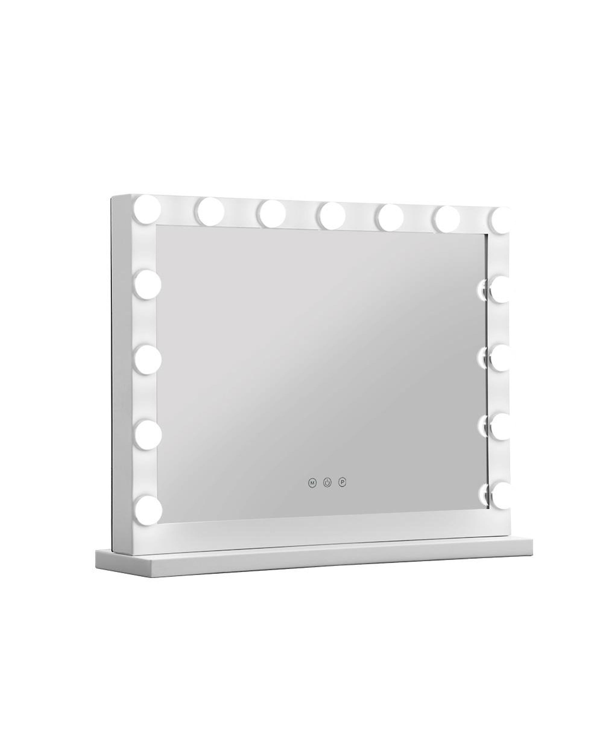 Makeup Mirror With Light Hollywood 15 LED Bulbs Vanity Lighted White 58cm x 46cm Embellir