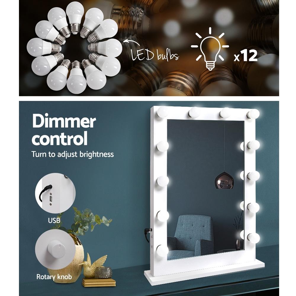 Make Up Mirror with LED Lights - White Embellir