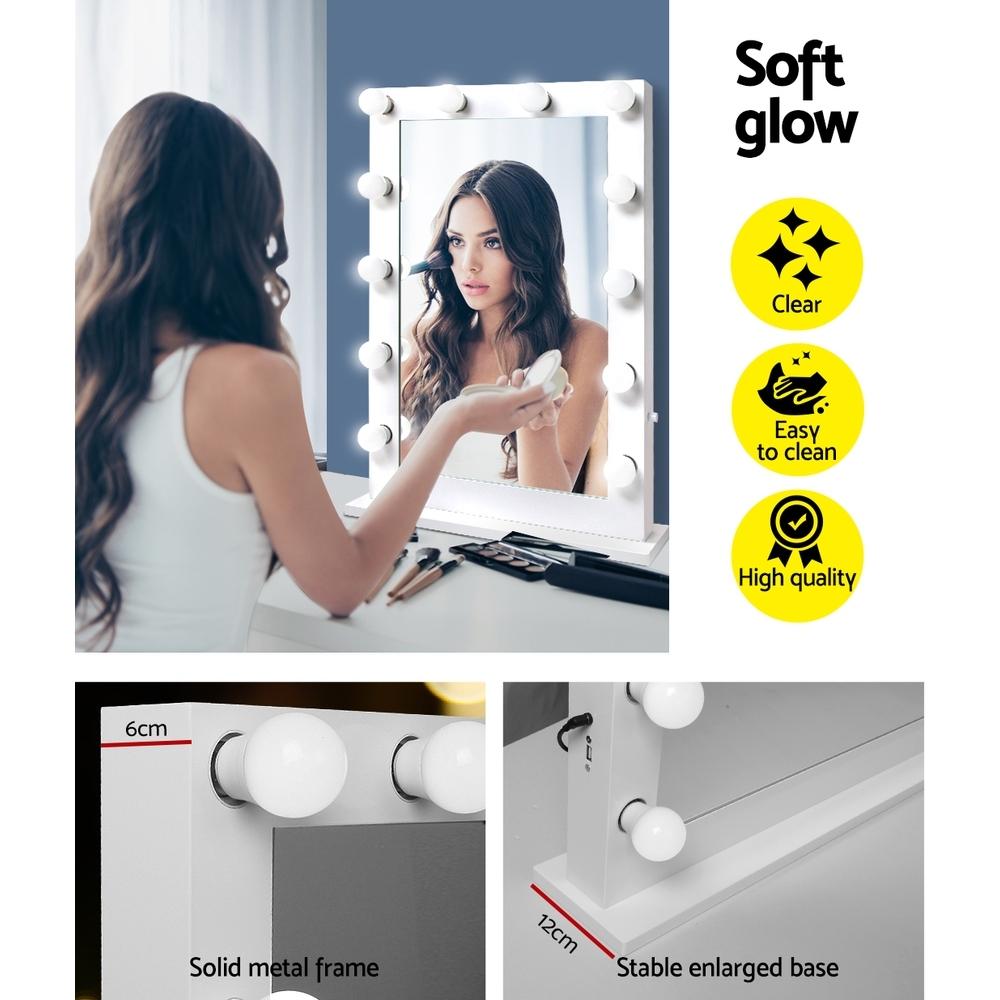Make Up Mirror with LED Lights - White Embellir