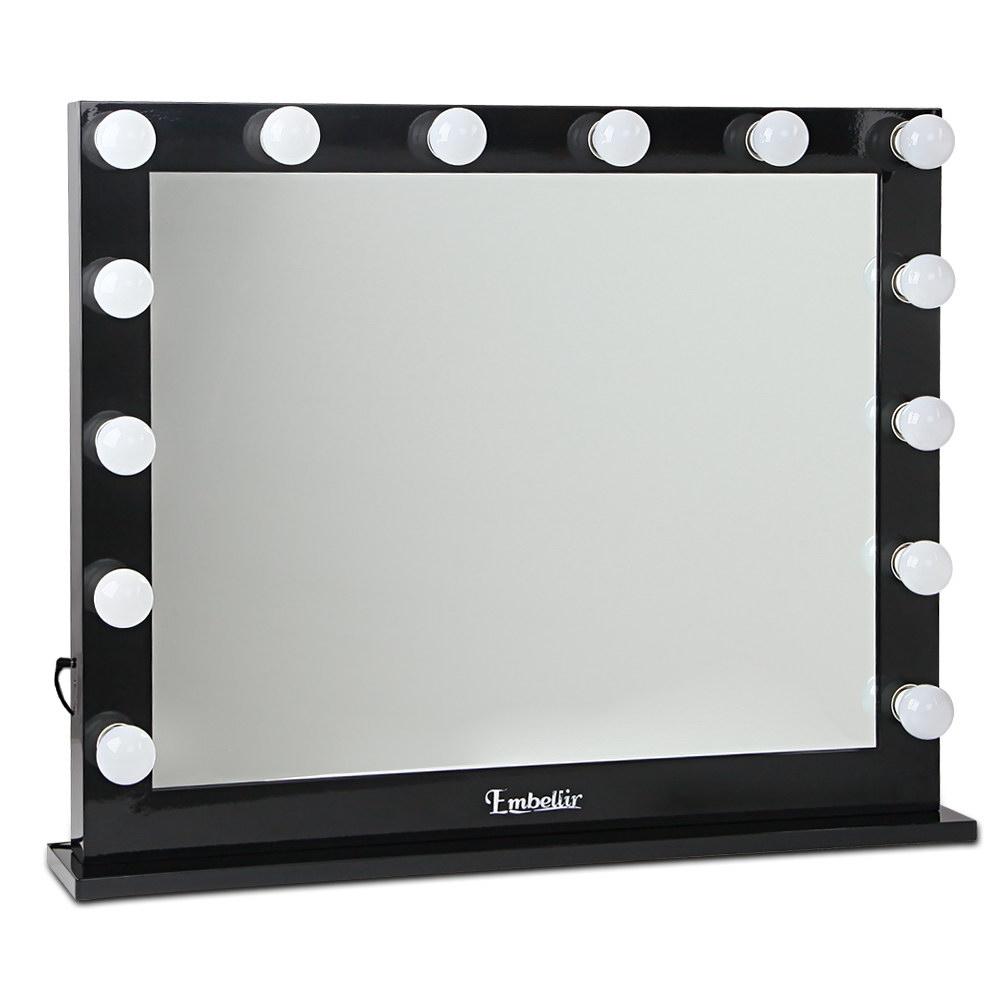 Make Up Mirror with LED Lights - Black Embellir