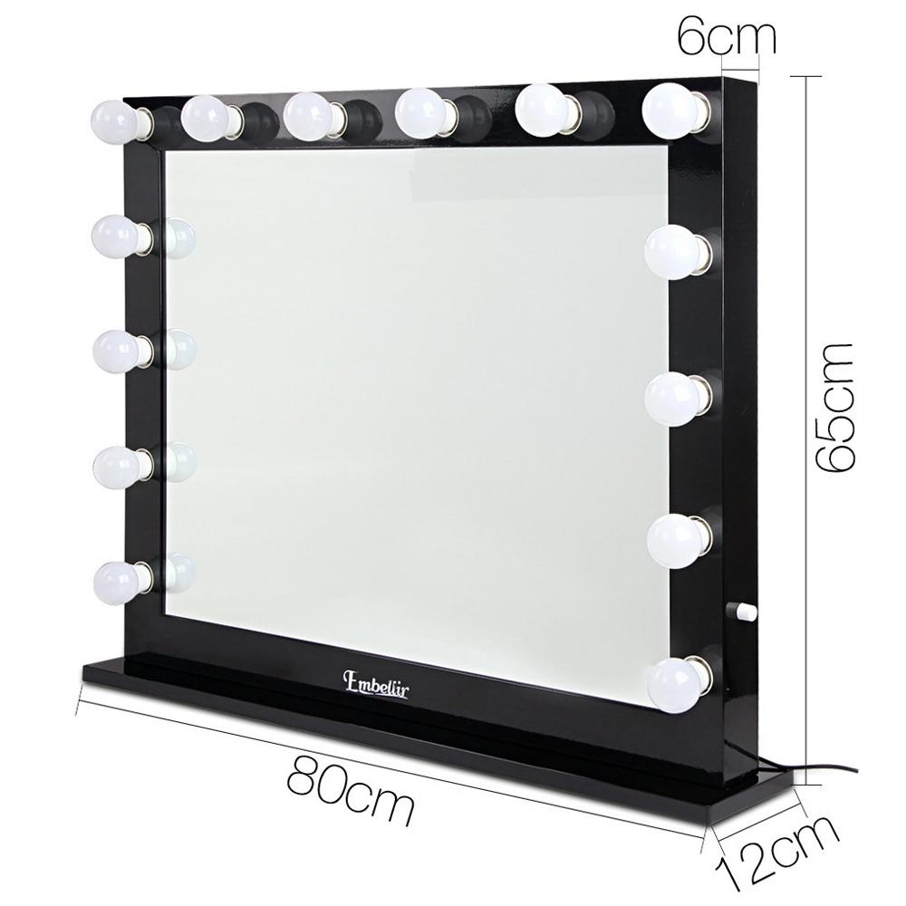 Make Up Mirror with LED Lights - Black Embellir