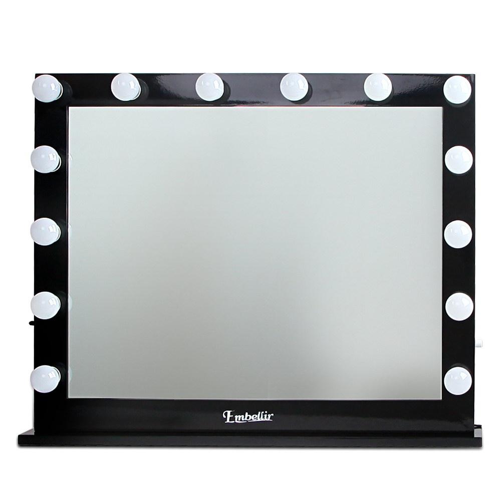 Make Up Mirror with LED Lights - Black Embellir