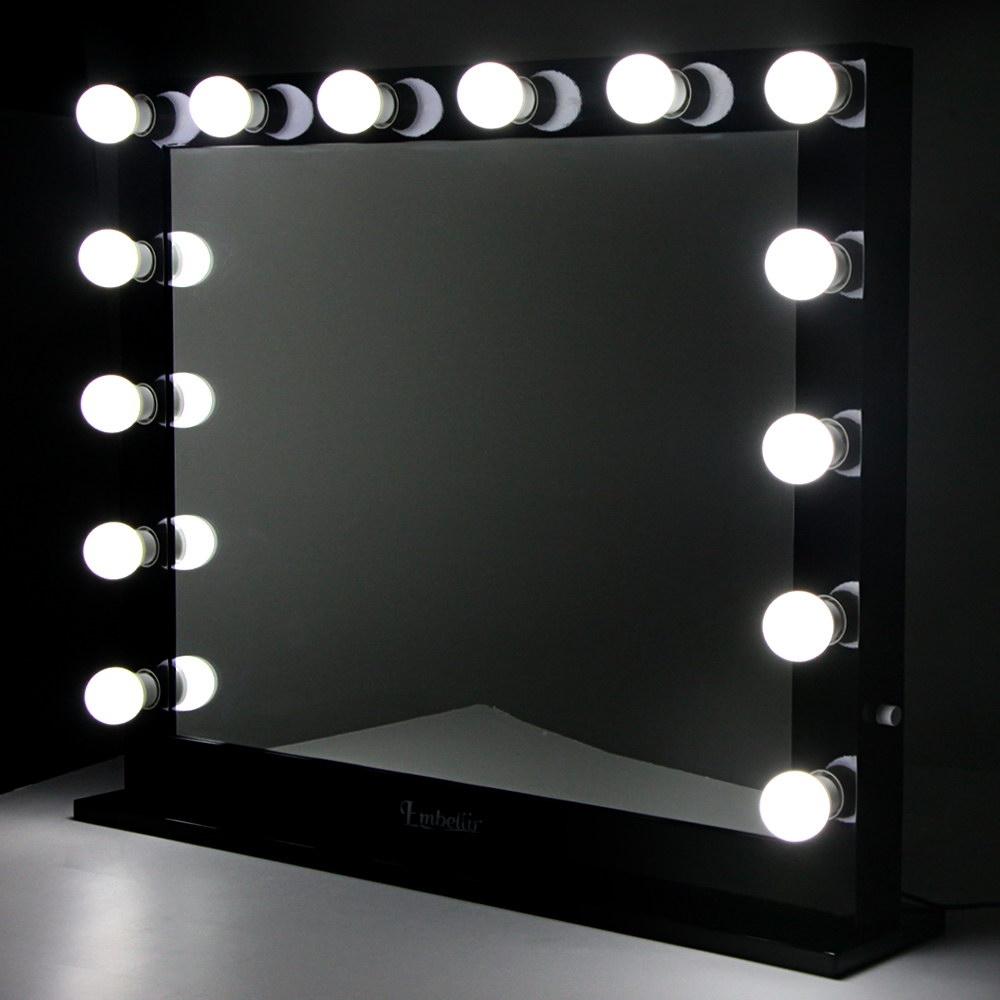 Make Up Mirror with LED Lights - Black Embellir