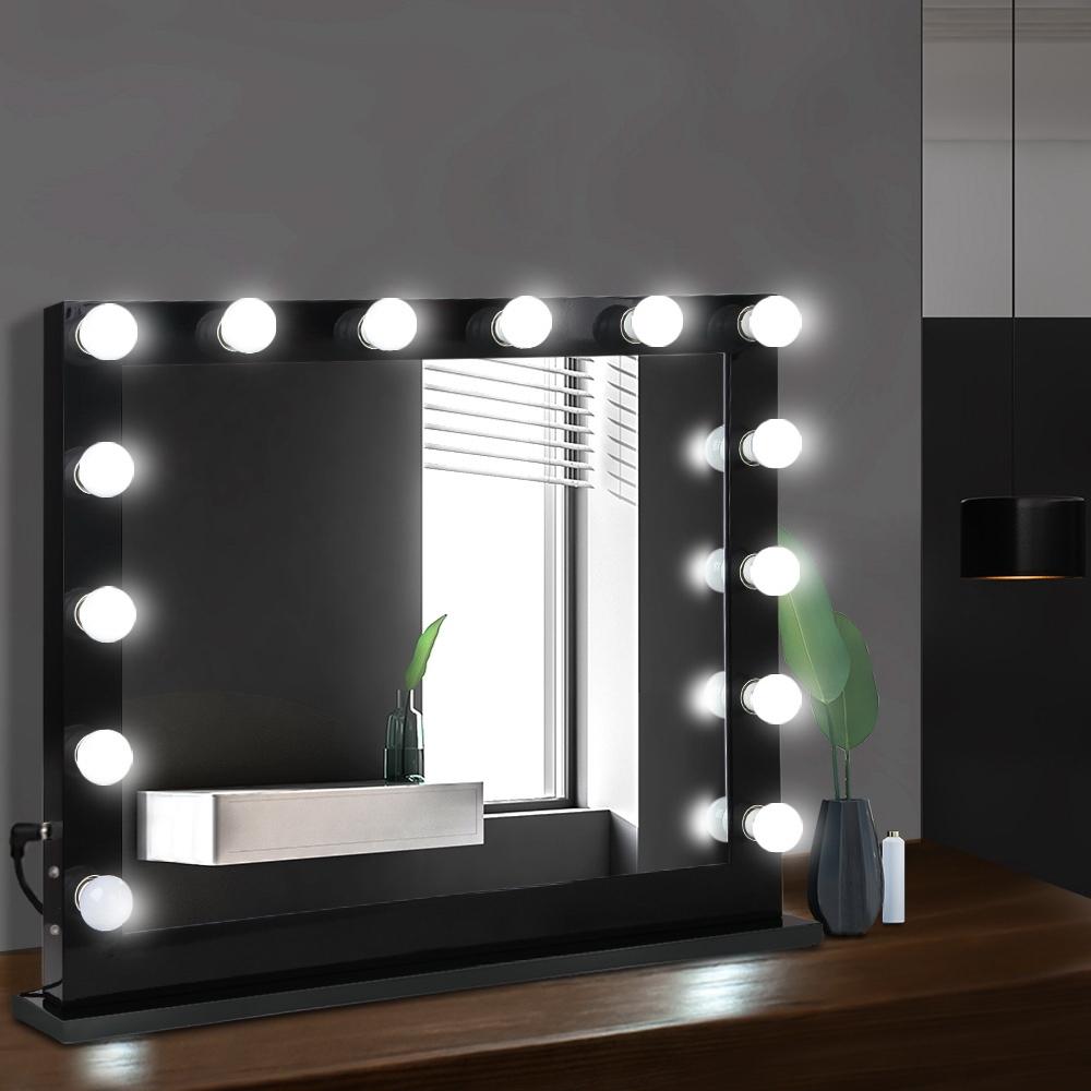 Make Up Mirror with LED Lights - Black Embellir