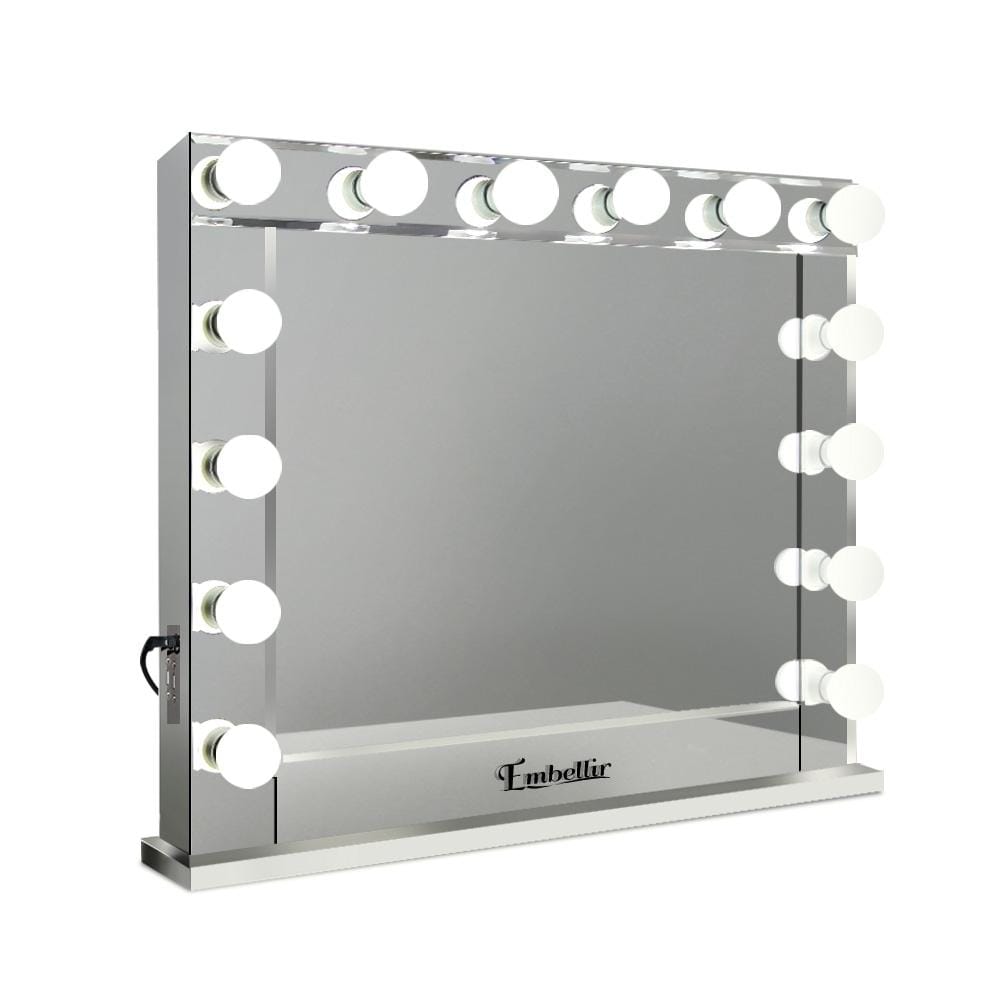 Make Up Mirror with LED Lights - Silver Embellir