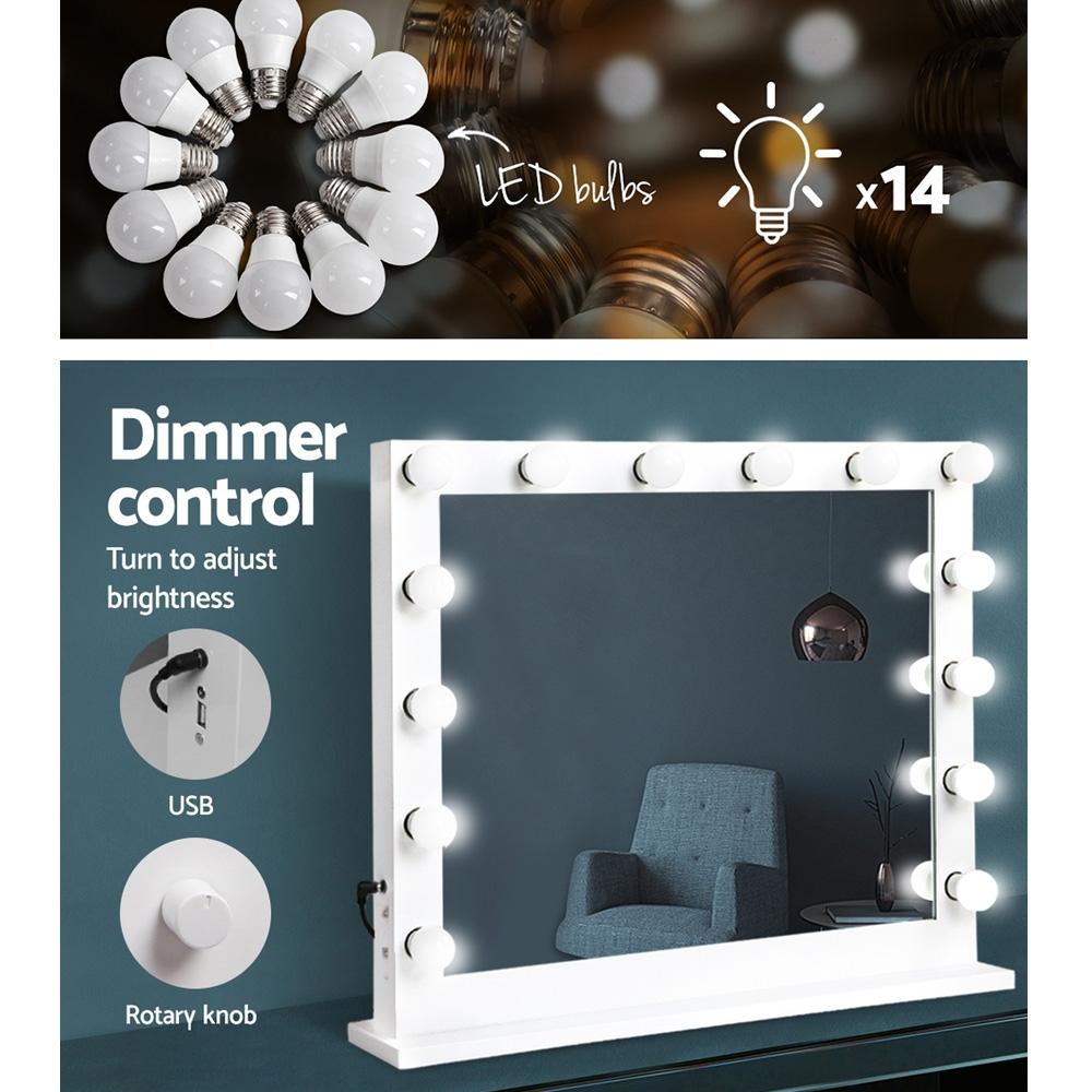 Make Up Mirror with LED Lights - White Embellir