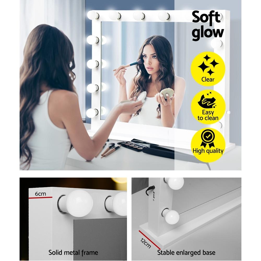 Make Up Mirror with LED Lights - White Embellir