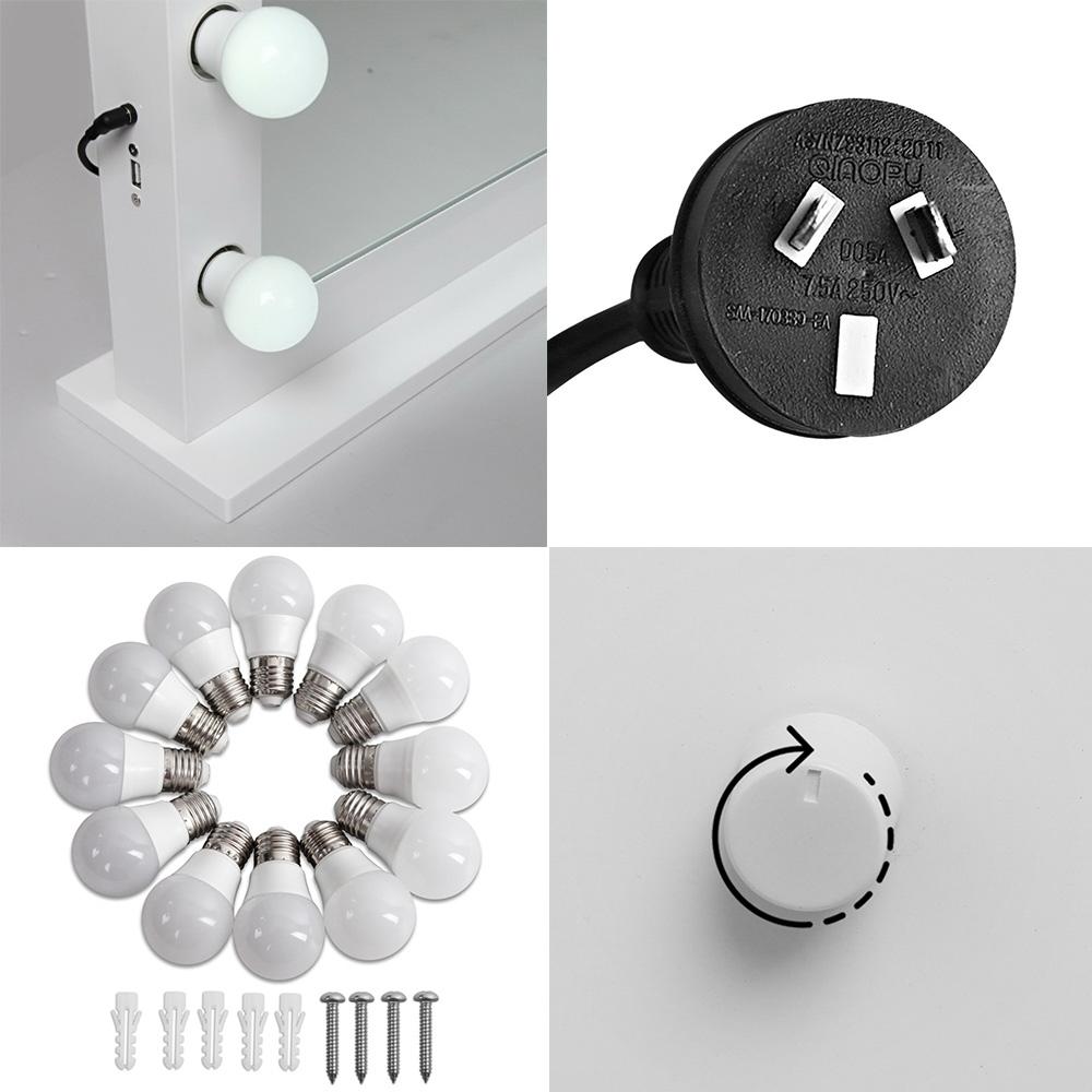 Make Up Mirror with LED Lights - White Embellir