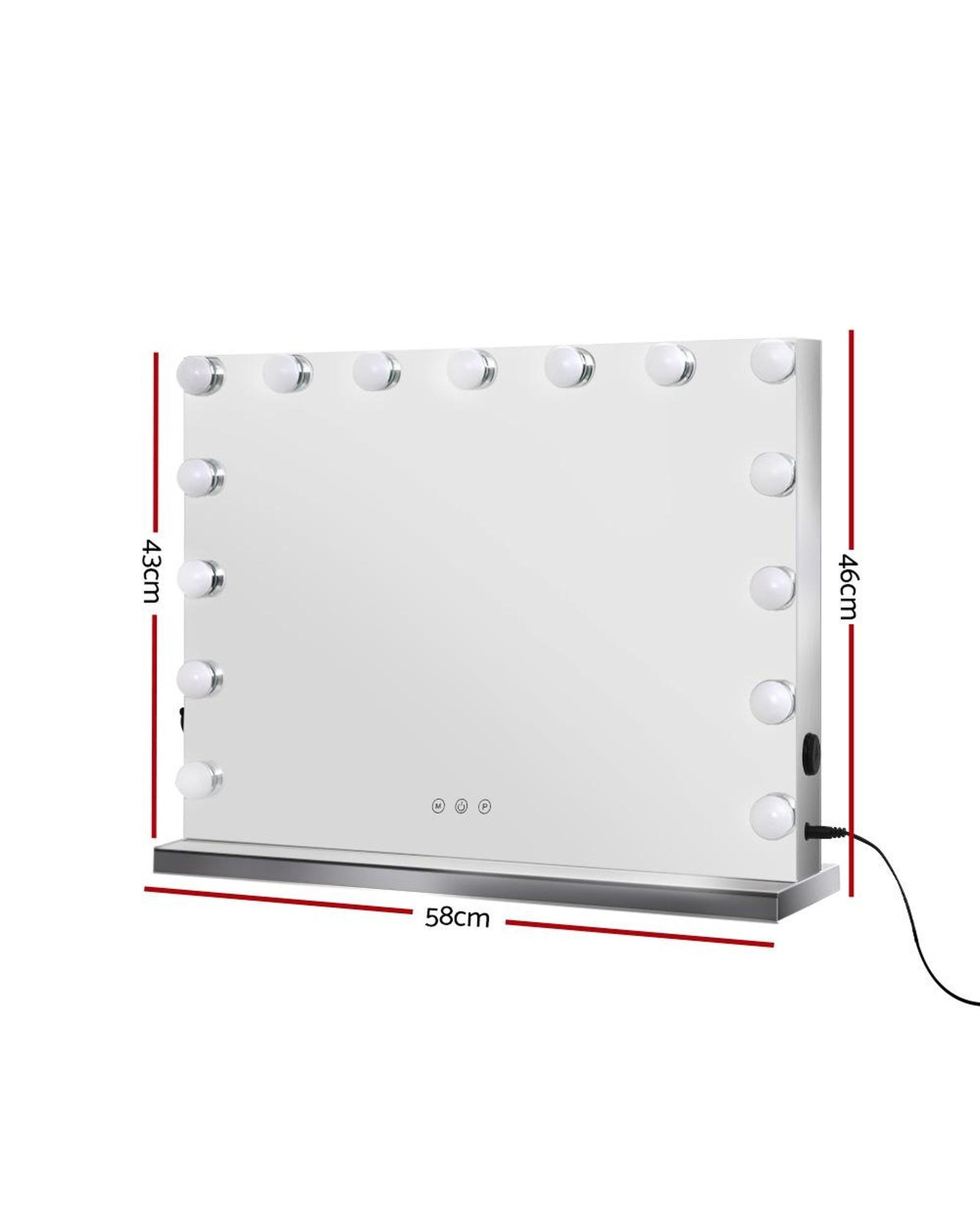 Hollywood Frameless Makeup Mirror With 15 LED Lighted Vanity Beauty 58cm x 46cm Embellir