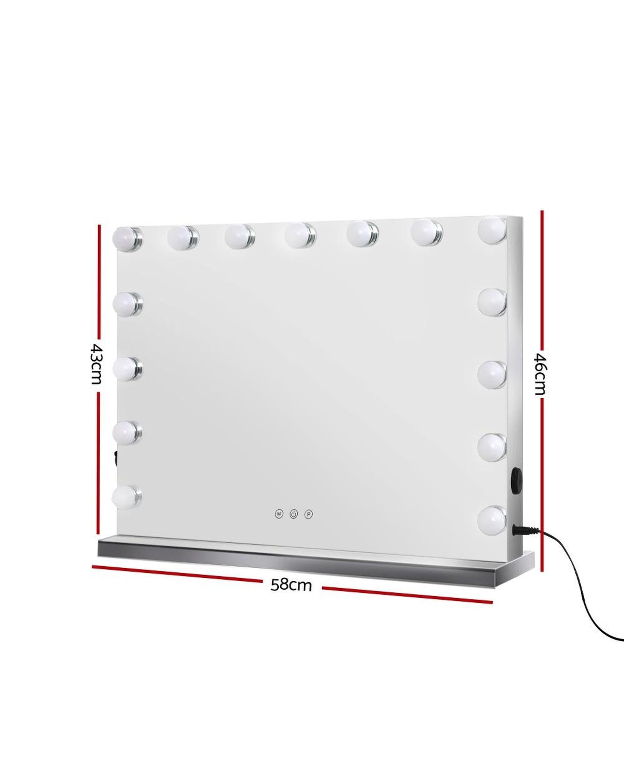 Hollywood Frameless Makeup Mirror With 15 LED Lighted Vanity Beauty 58cm x 46cm Embellir