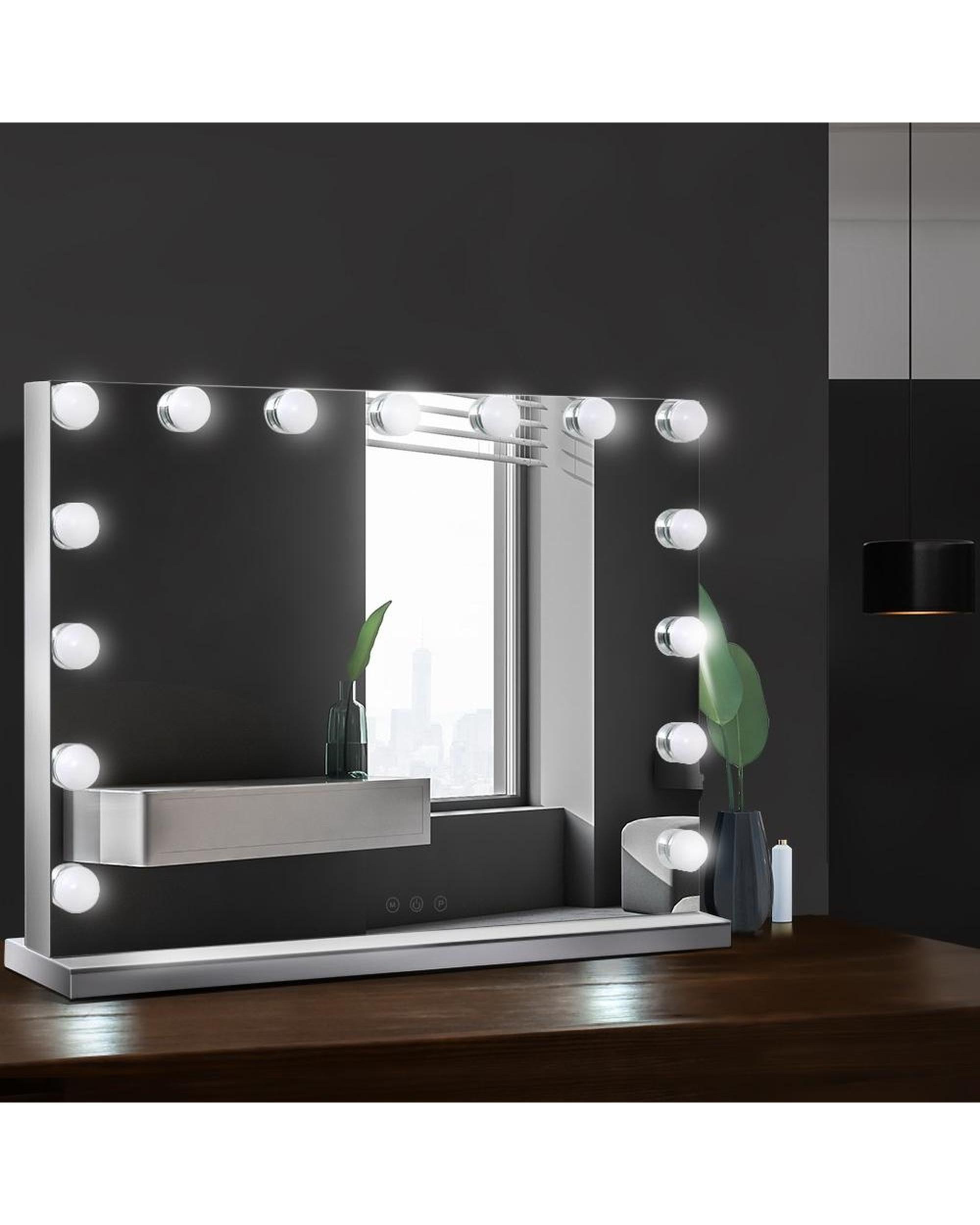 Hollywood Frameless Makeup Mirror With 15 LED Lighted Vanity Beauty 58cm x 46cm Embellir