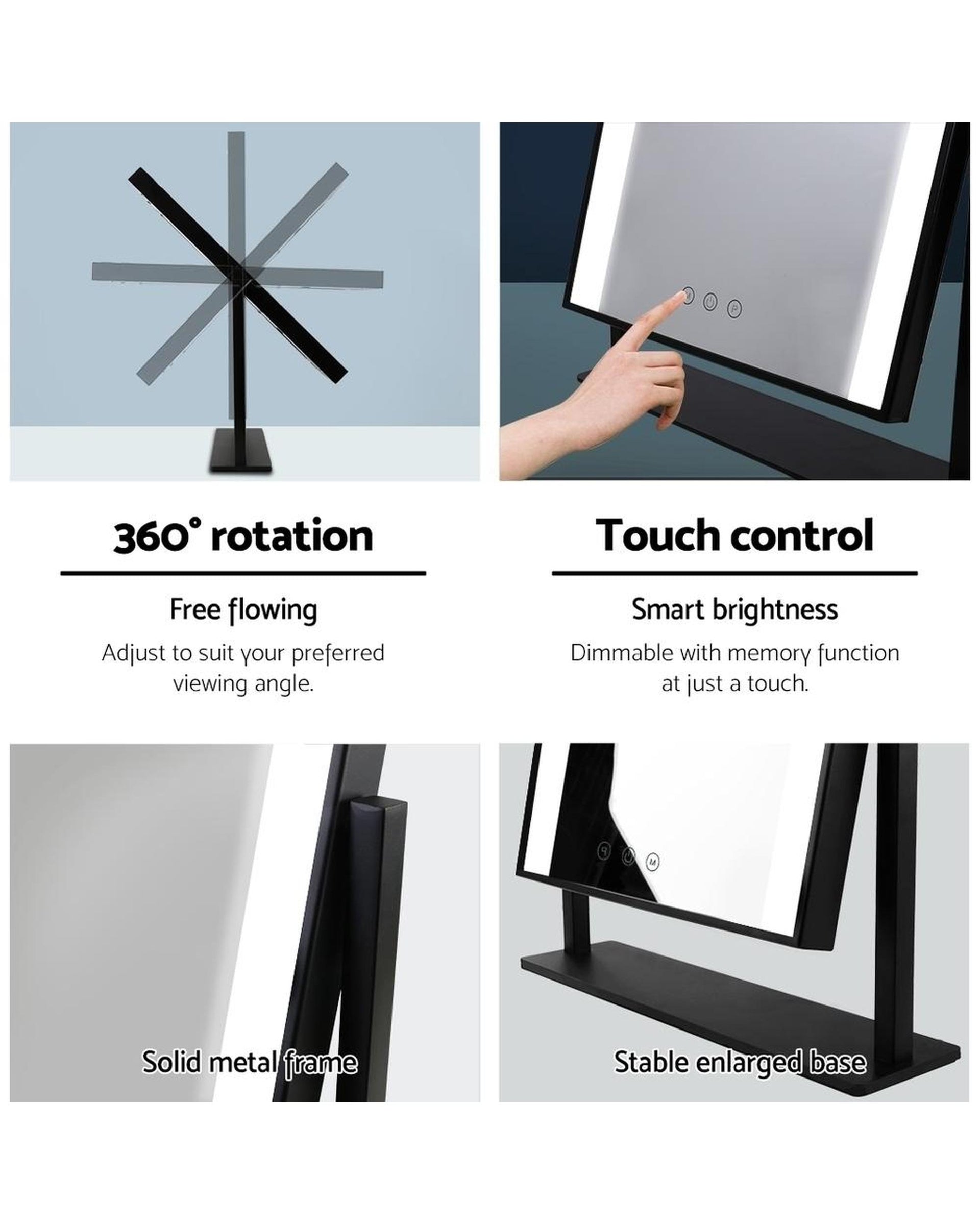 Hollywood Makeup Mirror With Light LED Strip Standing Tabletop Vanity Embellir