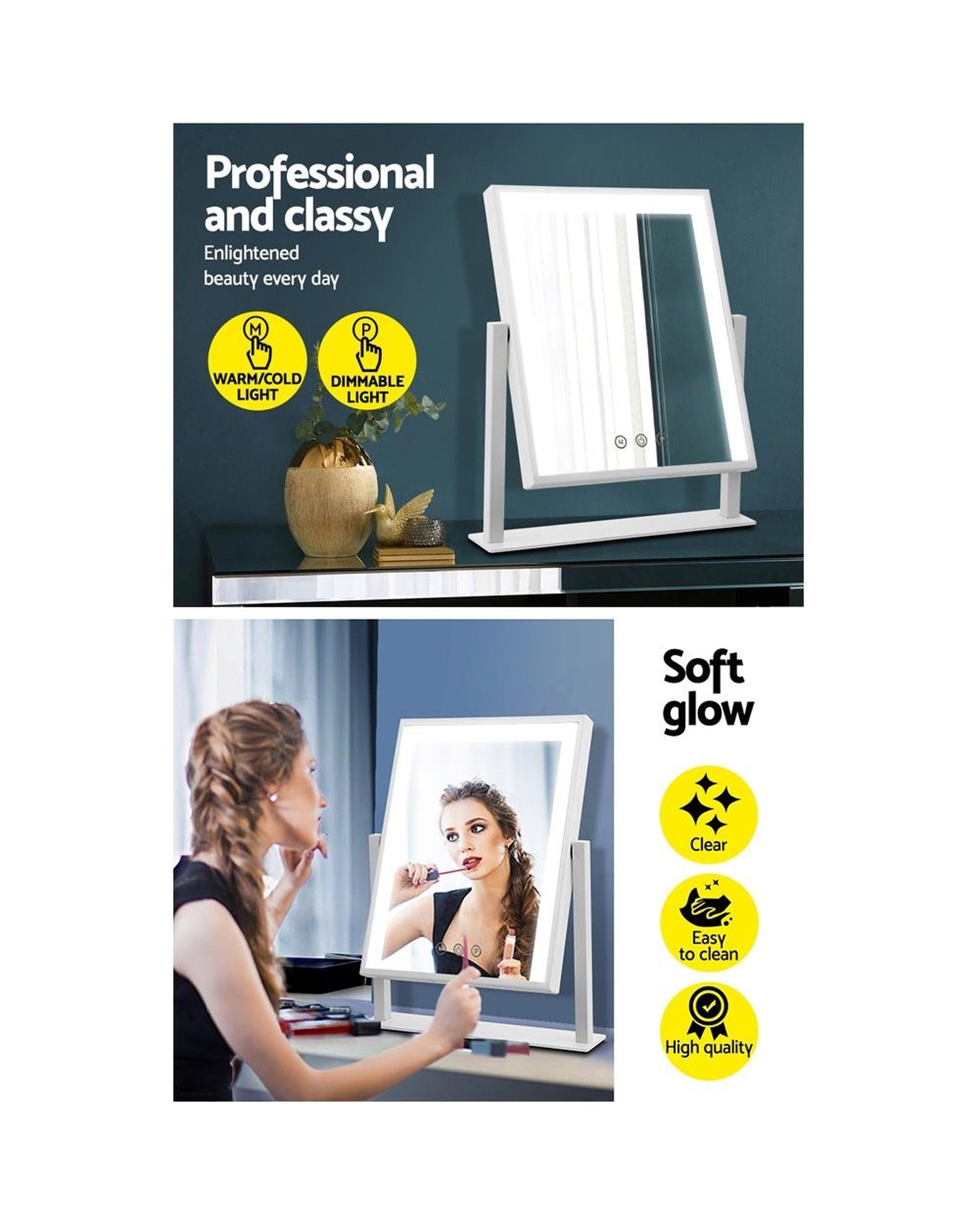 Hollywood Makeup Mirror with Dimmable Bulb Lighted Dressing Mirror Embellir