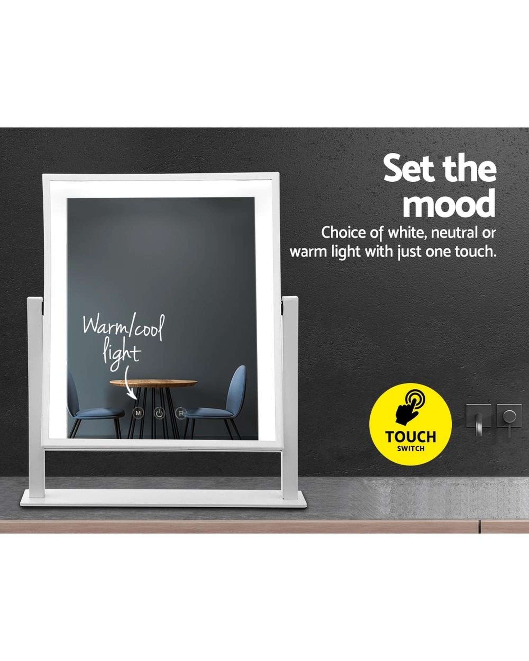 Hollywood Makeup Mirror with Dimmable Bulb Lighted Dressing Mirror Embellir