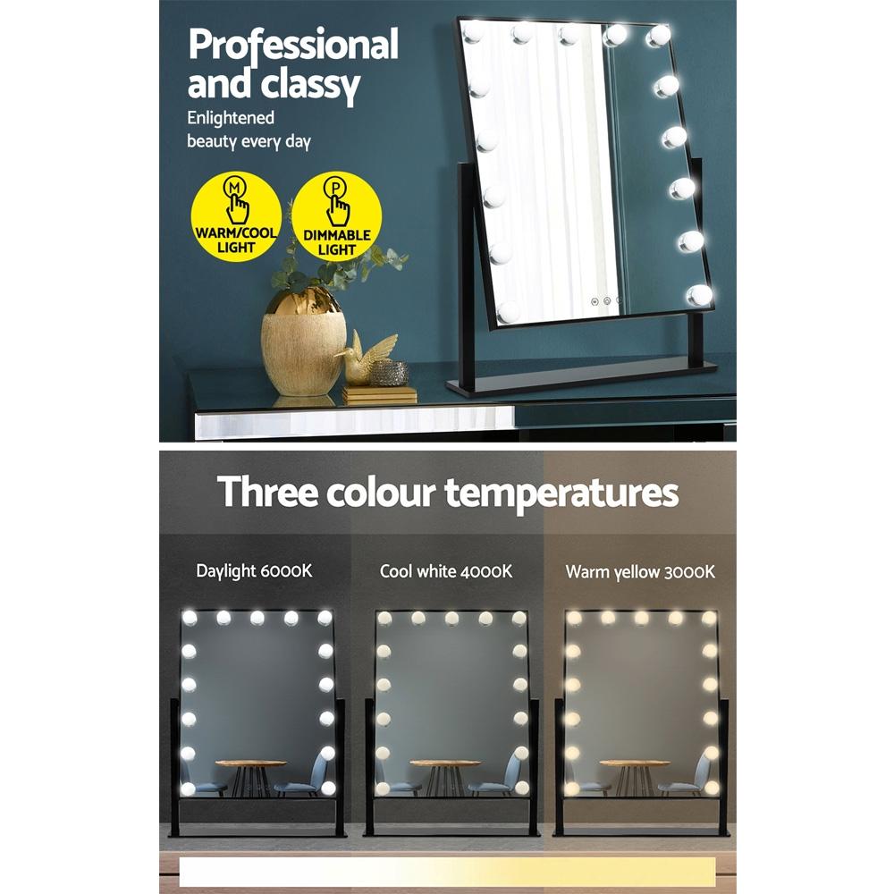 Hollywood Makeup Mirror Standing Mirror Tabletop Vanity 15 LED Bulbs Embellir