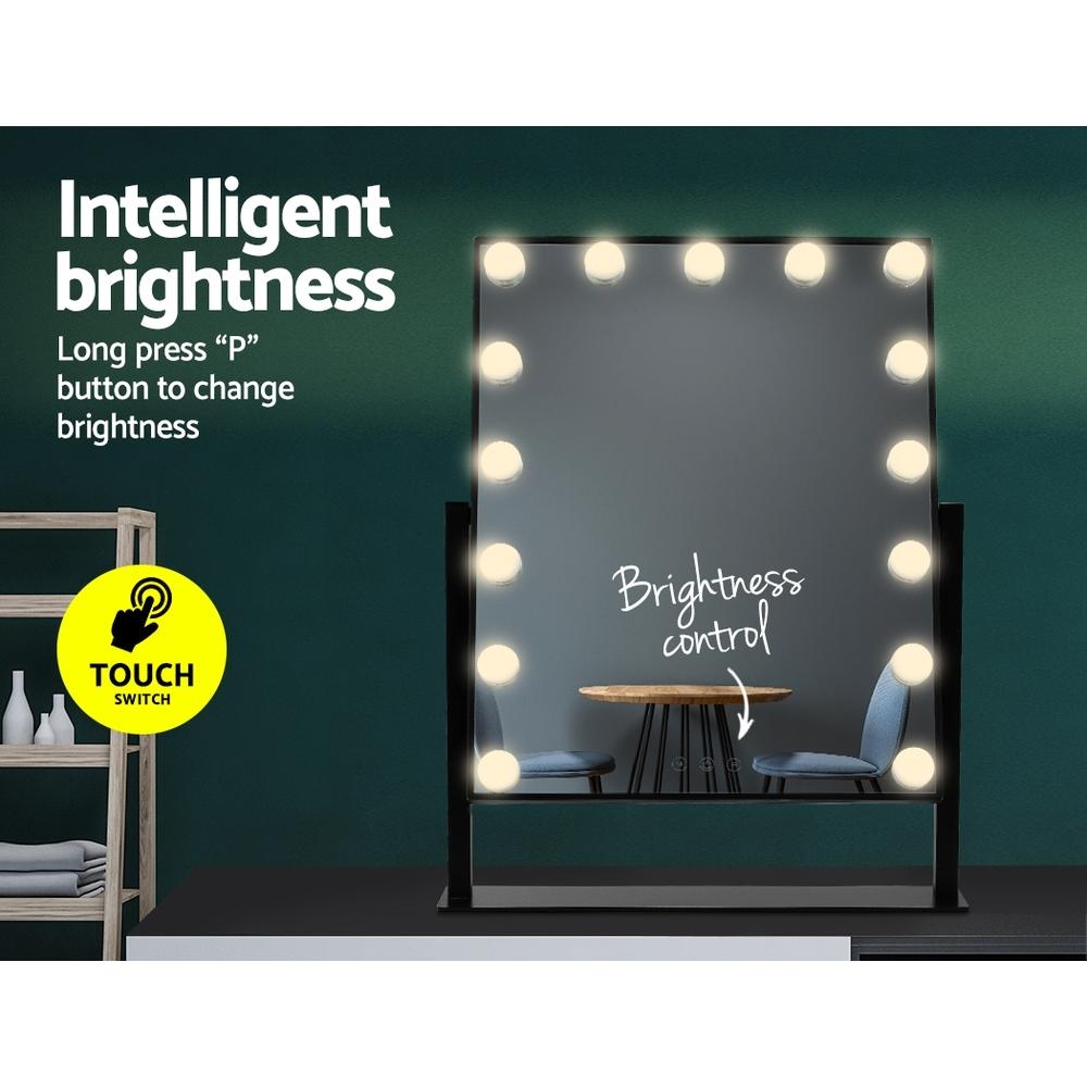 Hollywood Makeup Mirror Standing Mirror Tabletop Vanity 15 LED Bulbs Embellir