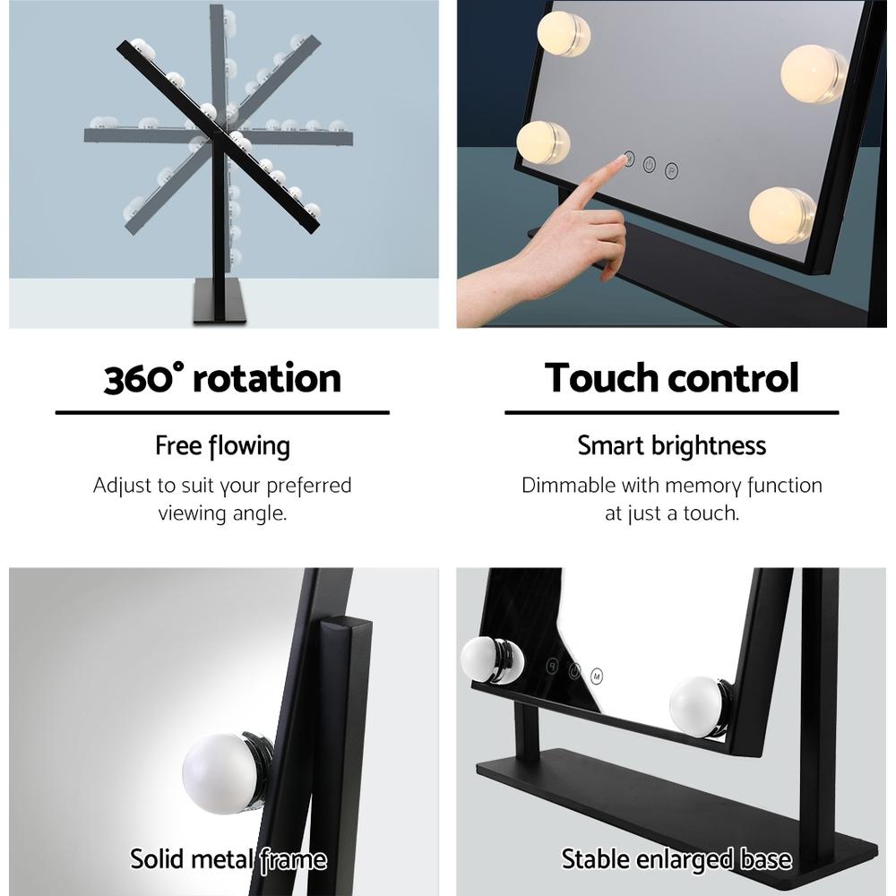 Hollywood Makeup Mirror Standing Mirror Tabletop Vanity 15 LED Bulbs Embellir