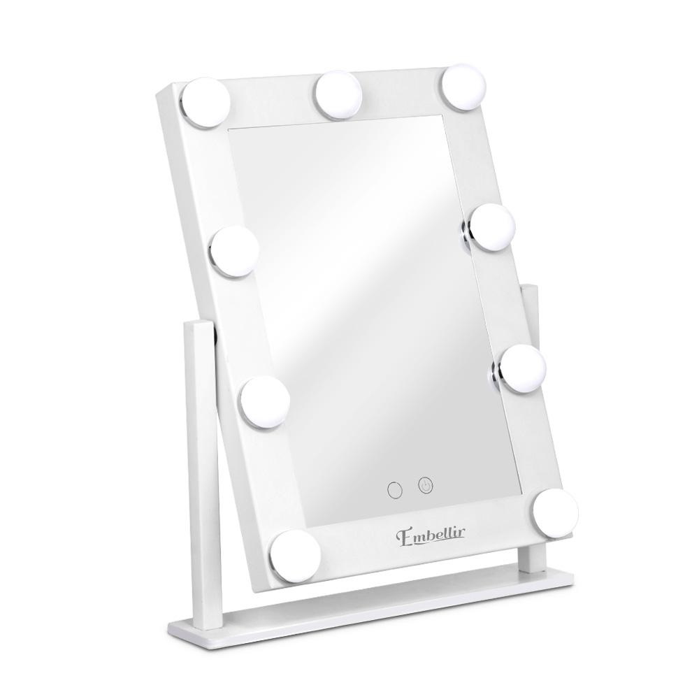 LED Standing Makeup Mirror - White Embellir