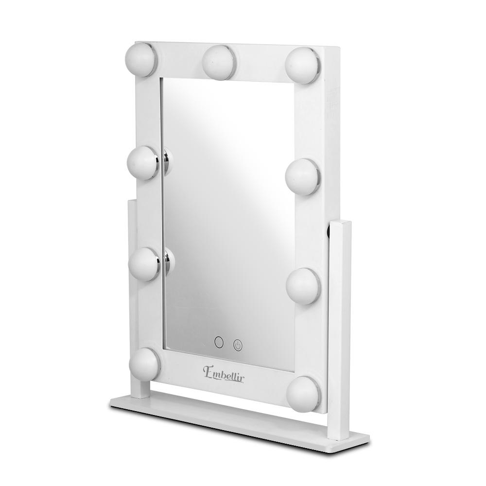 LED Standing Makeup Mirror - White Embellir