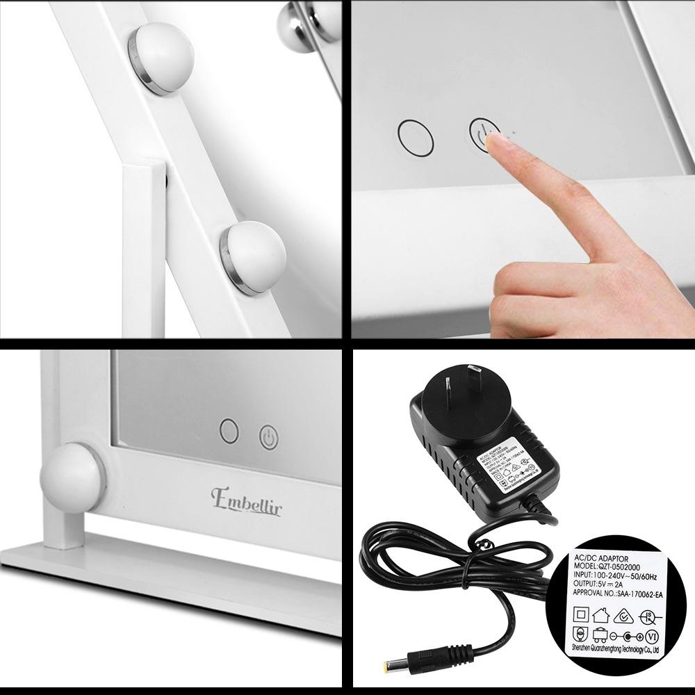 LED Standing Makeup Mirror - White Embellir