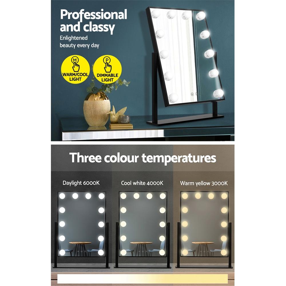 LED Standing Makeup Mirror - Black Embellir