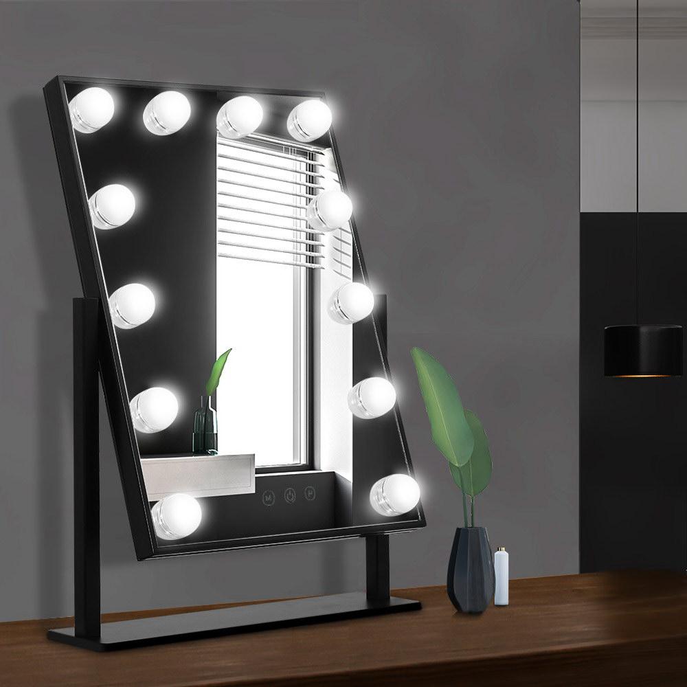 LED Standing Makeup Mirror - Black Embellir