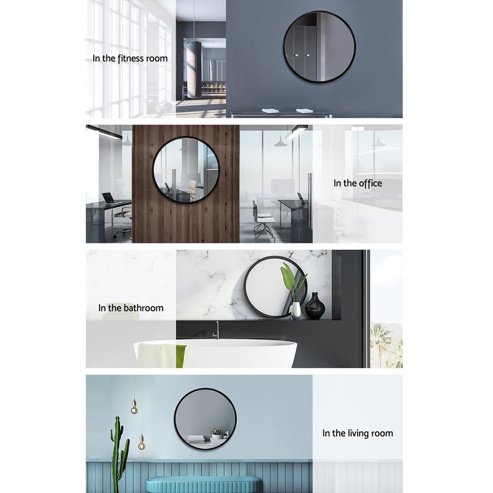 Round Wall Mirror 50cm Makeup Bathroom Mirror Frameless Embellir
