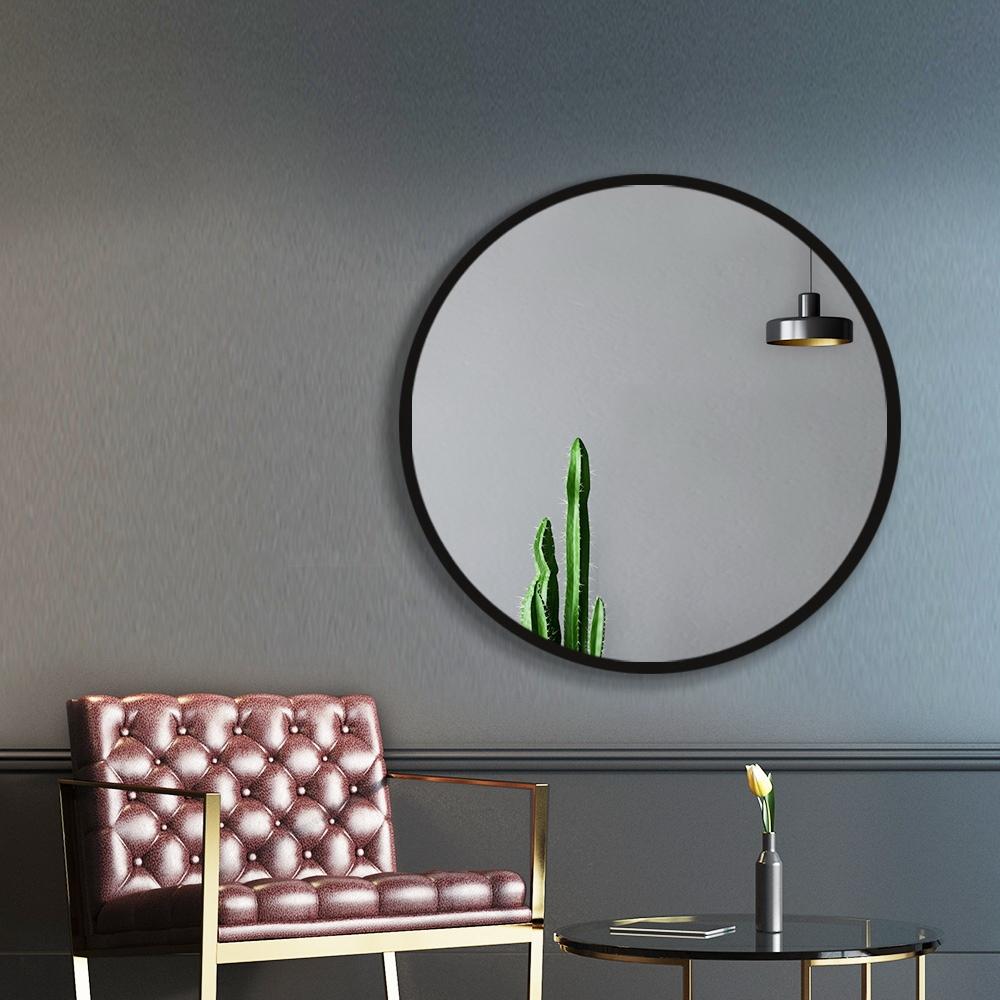 Round Wall Mirror 50cm Makeup Bathroom Mirror Frameless Embellir