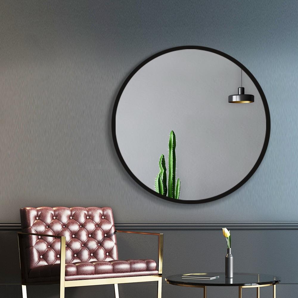 Round Wall Mirror 70cm Makeup Bathroom Mirror Frameless Embellir
