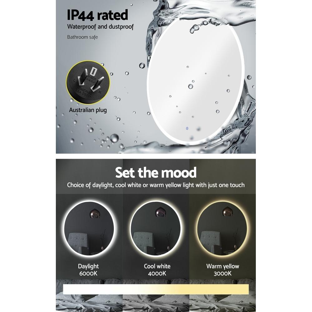 60CM LED Wall Mirror Bathroom Light Decorative Round Large Mirrors Embellir