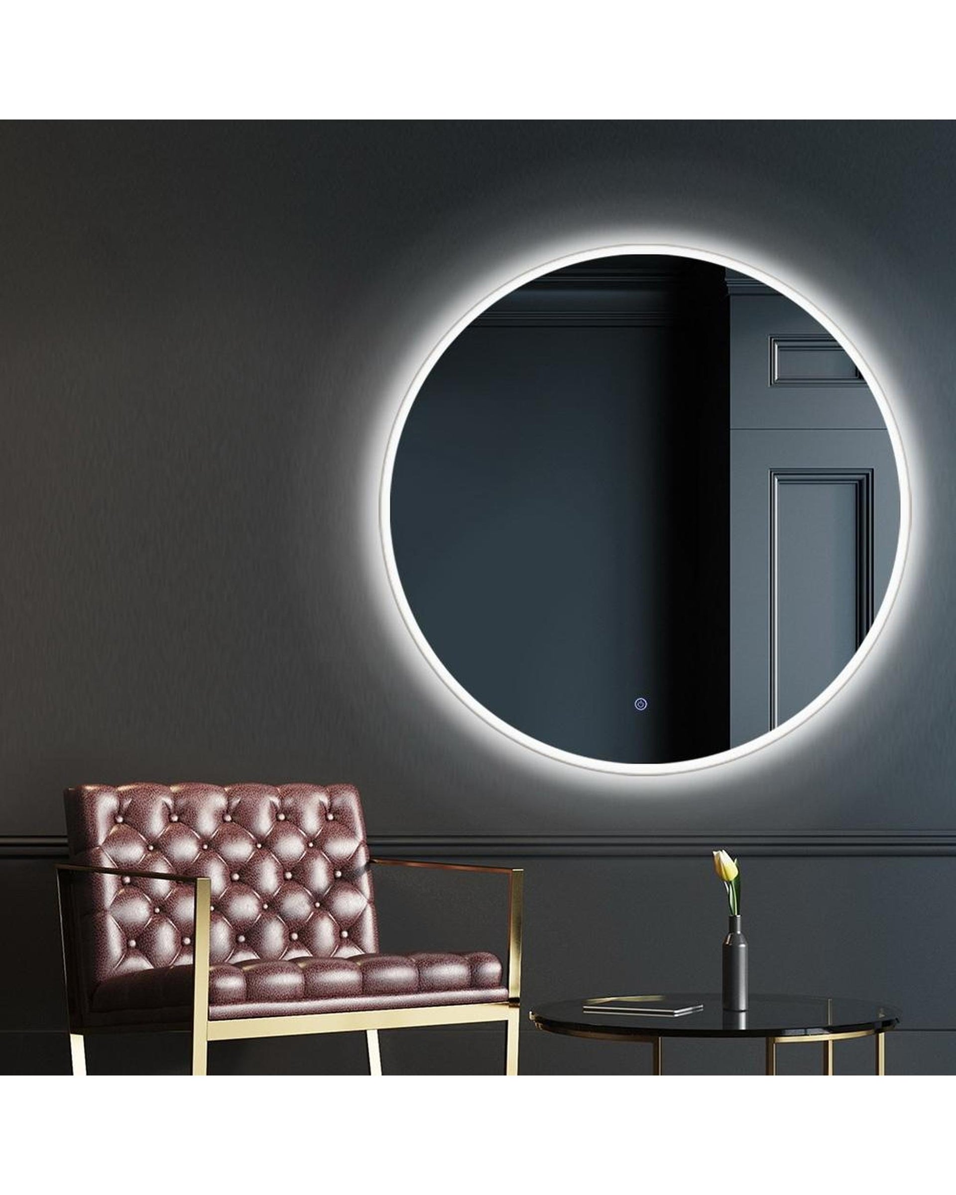 LED Wall Mirror Bathroom Light 80CM Decor Round decorative Mirrors Embellir