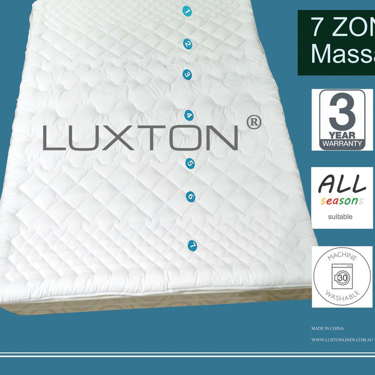 Luxton 800GSM Massage Style 7-Zone Mattress Topper Luxton