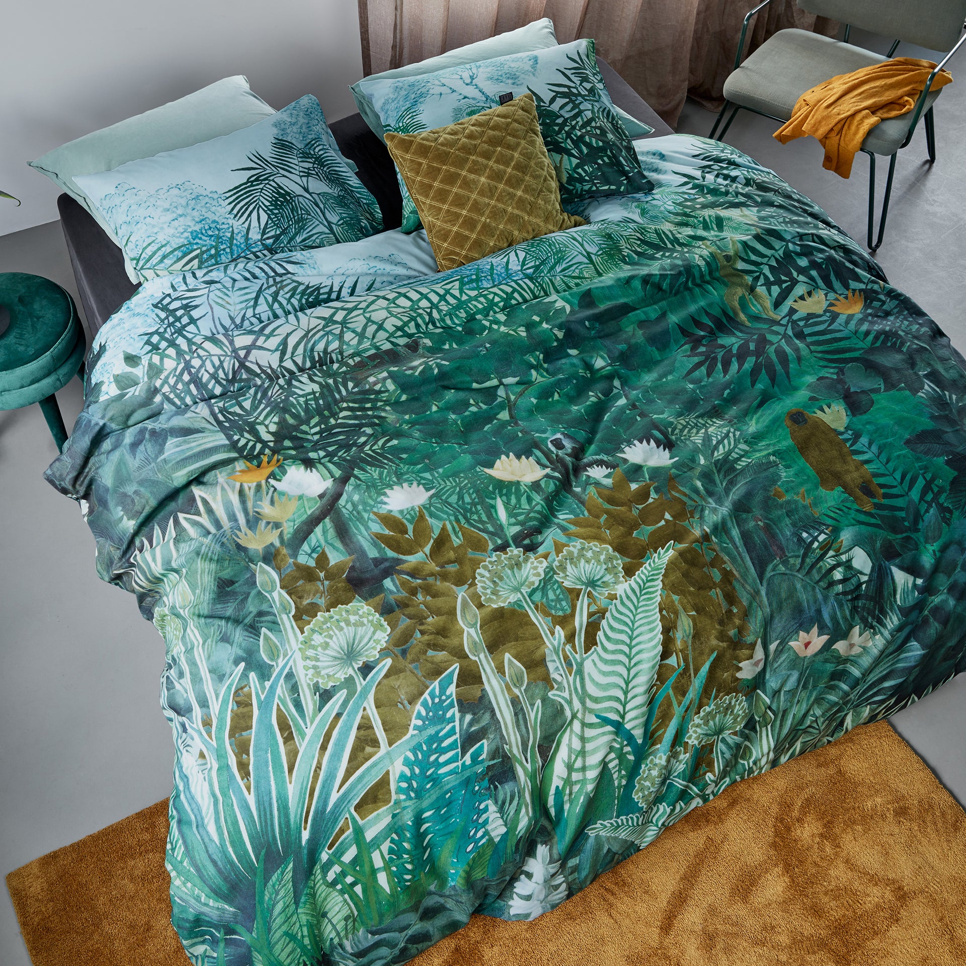 Bedding House Cotton Percale Madagascar Green Quilt Cover Set Bedding House