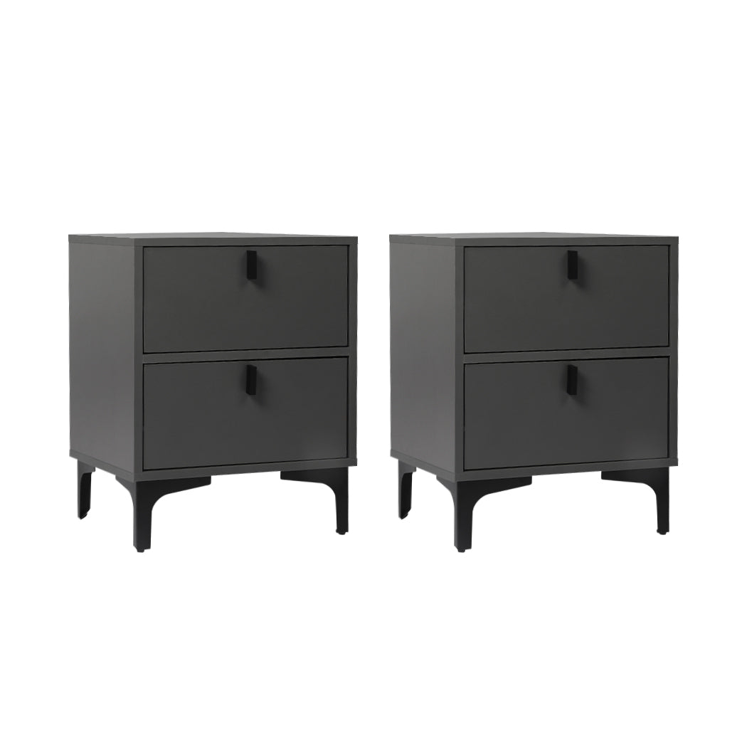 Bedside Tables Side Table Bedroom Nightstand 2 Drawers Storage Cabinet Levede