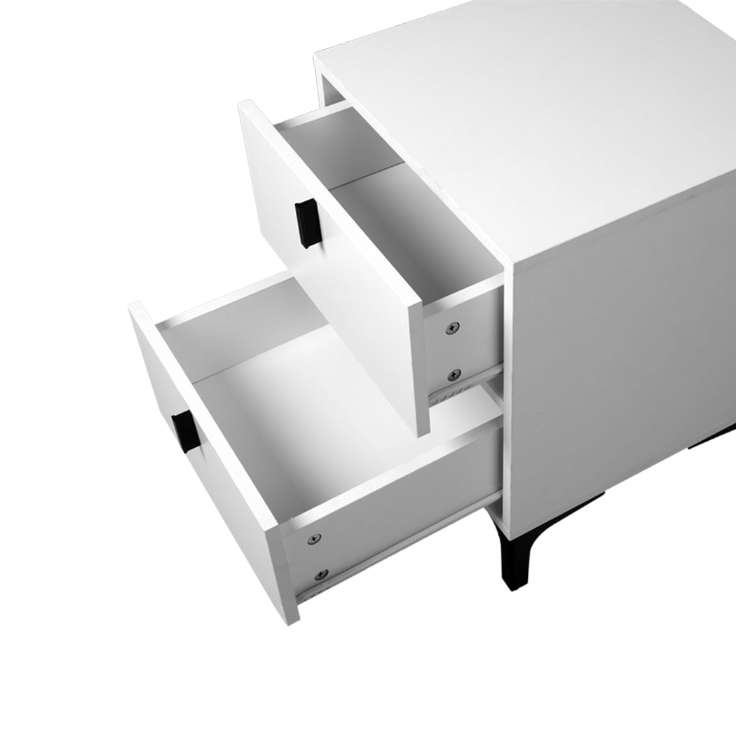 Bedside Tables Side Table Bedroom Nightstand 2 Drawers Storage Cabinet Levede