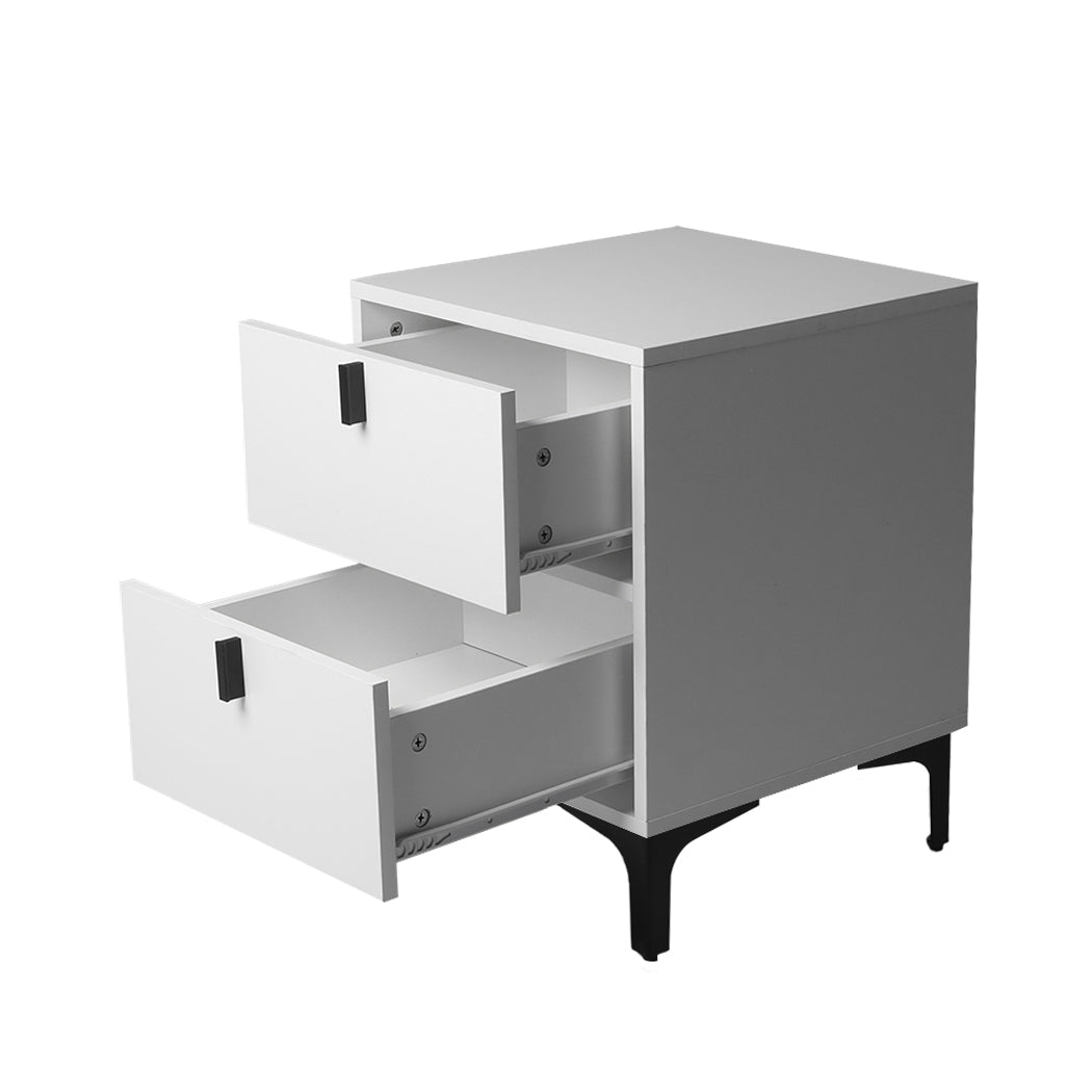 Bedside Tables Side Table Bedroom Nightstand 2 Drawers Storage Cabinet Levede