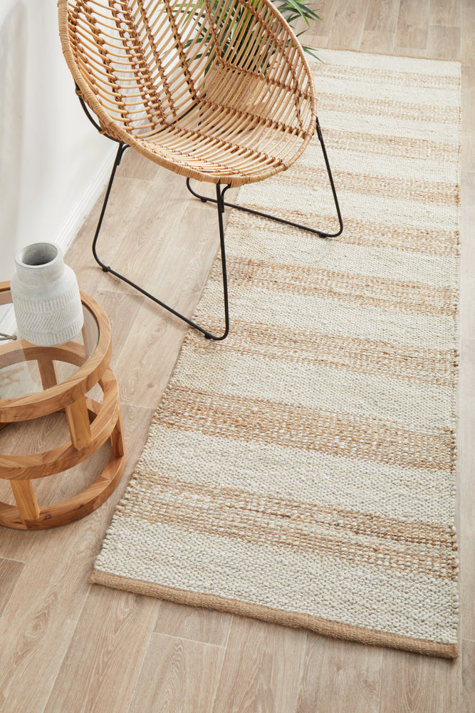 Noosa 555 Natural White Runner Rug RUG CULTURE