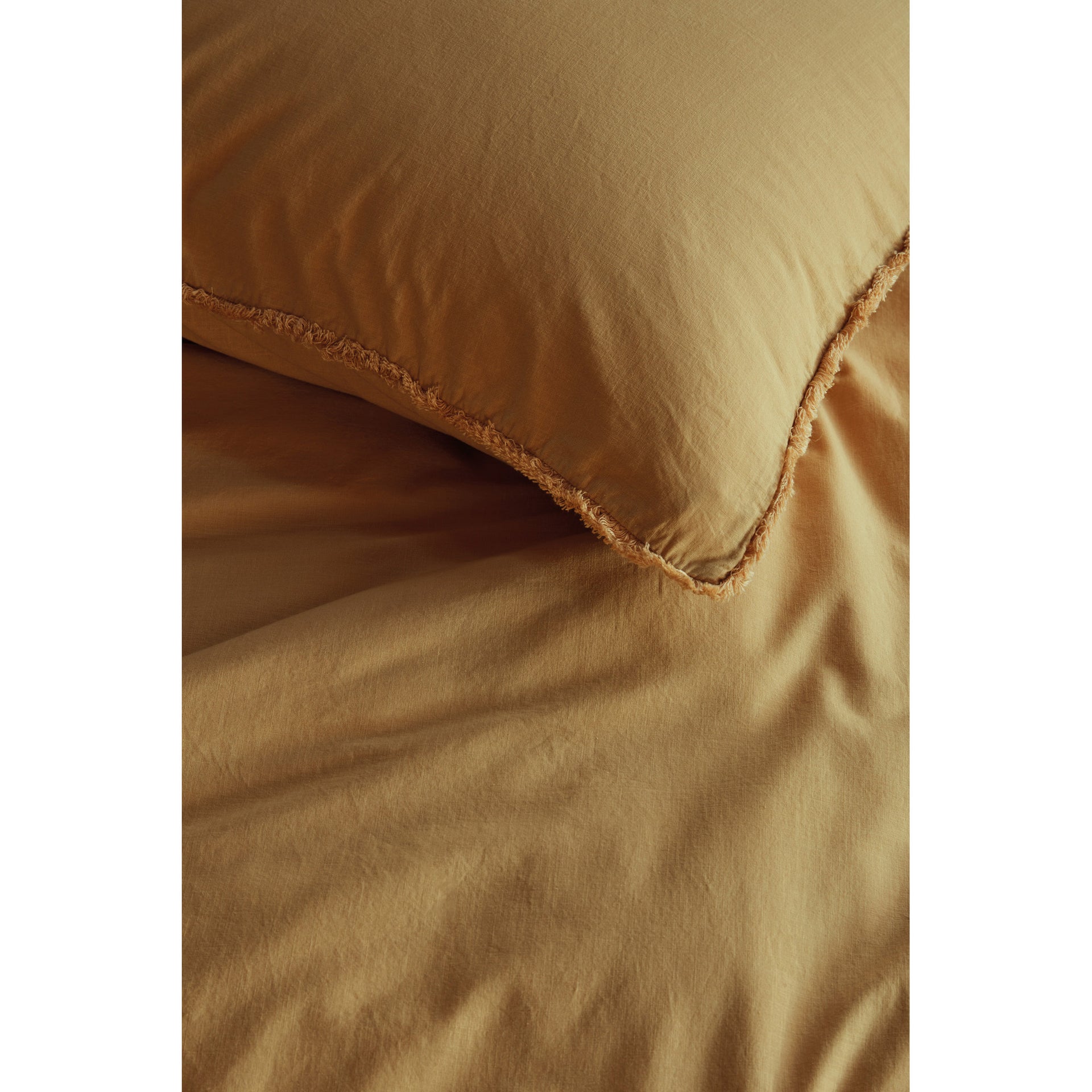 vtWomen Yellow Natural Stone Frayed Cotton Quilt Cover Set vtWomen