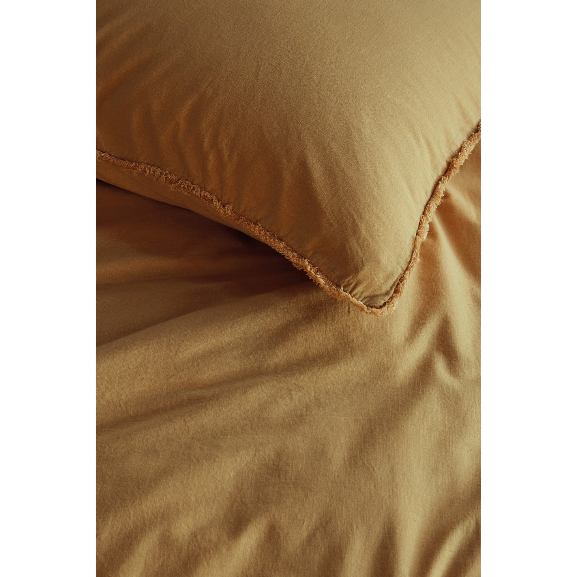 vtWomen Yellow Natural Stone Frayed Cotton Quilt Cover Set vtWomen