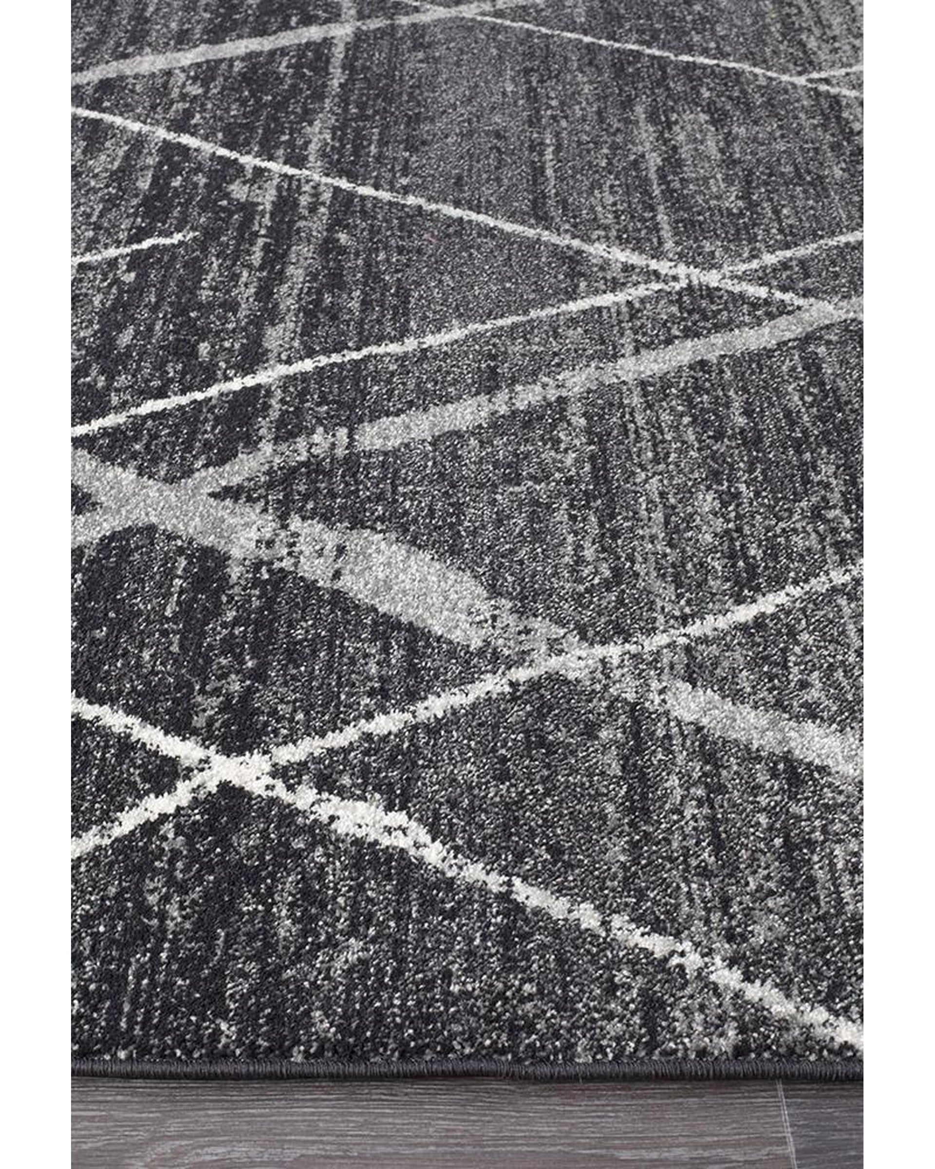 Oasis Noah Charcoal Contemporary Runner Rug