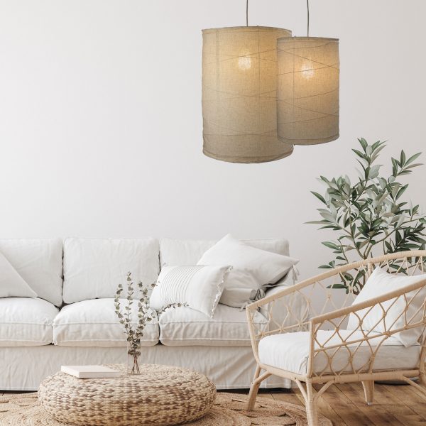 BOHEME.30 Pendant Light Flax linen shade Oriel Lighting